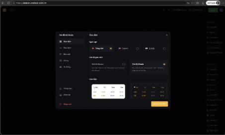 DTrade cài đặt giao diện
DTrade cài đặt giao diện